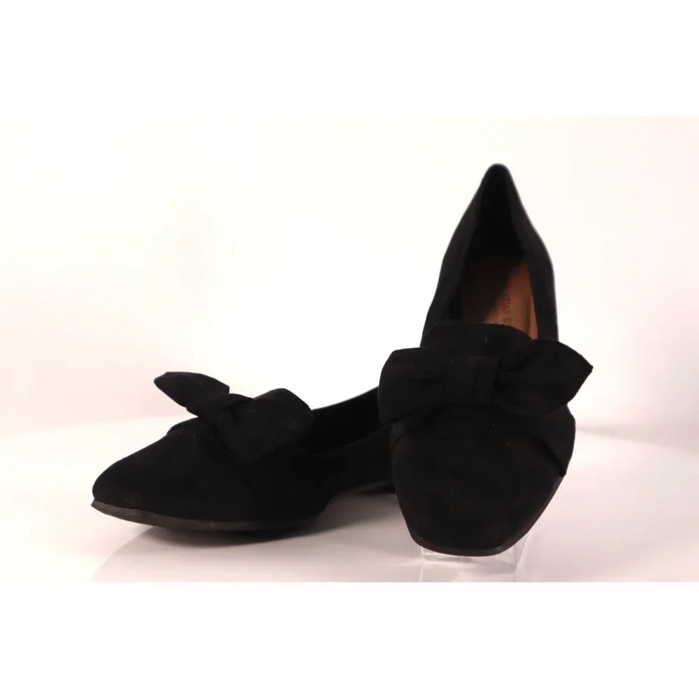 Christian Siriano by women's Black‎ Suede Bow Loafers Flats Size 6.5